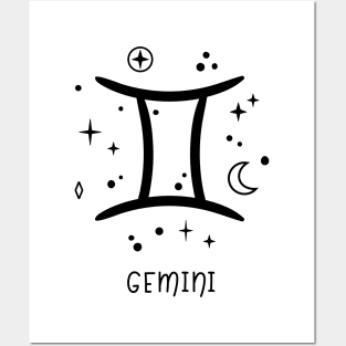 Gemini Celestial Zodiac Sign Symbol Posters and Art